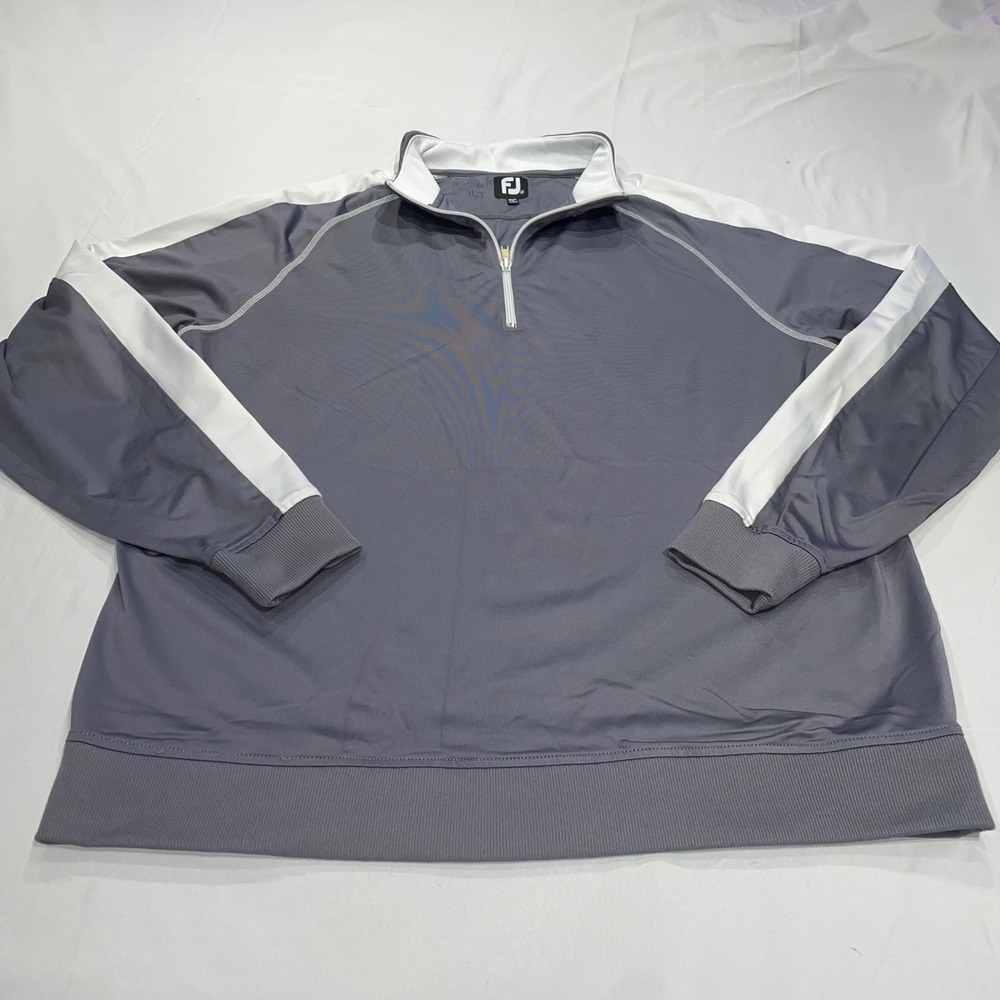 FootJoy Mens XL Golf Pullover Quarter Zip Charcoal Gray‎ White Performance Layer